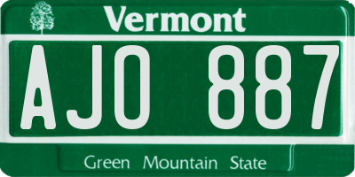VT license plate AJO887
