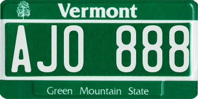 VT license plate AJO888