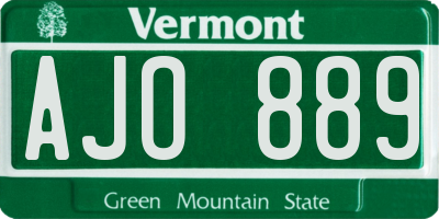 VT license plate AJO889