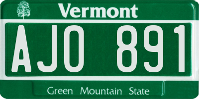 VT license plate AJO891
