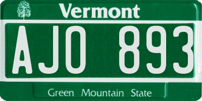 VT license plate AJO893
