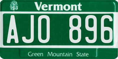 VT license plate AJO896