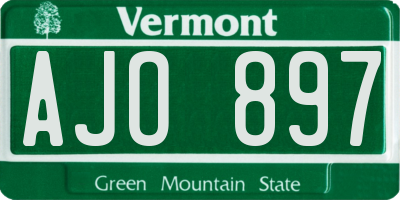 VT license plate AJO897