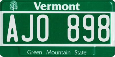 VT license plate AJO898