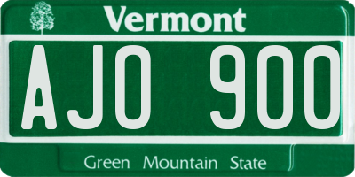 VT license plate AJO900