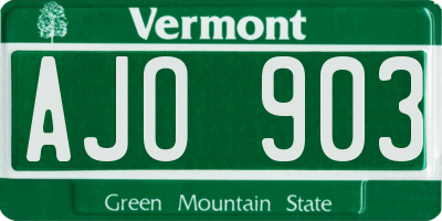 VT license plate AJO903