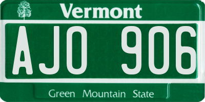 VT license plate AJO906