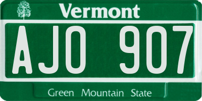 VT license plate AJO907