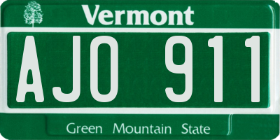 VT license plate AJO911