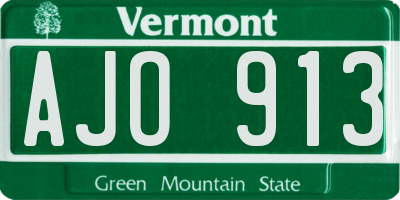 VT license plate AJO913