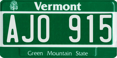 VT license plate AJO915