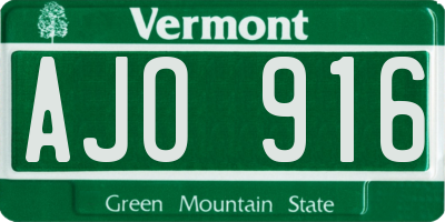 VT license plate AJO916