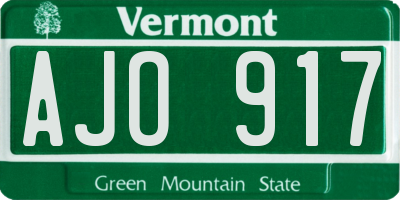 VT license plate AJO917