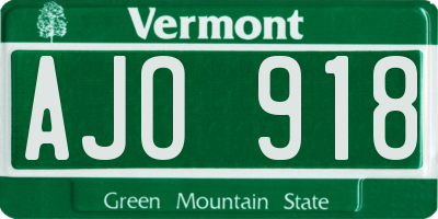 VT license plate AJO918