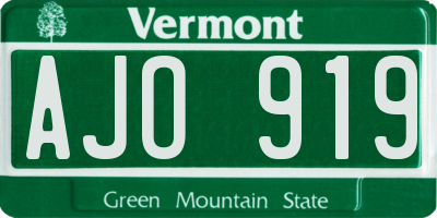 VT license plate AJO919