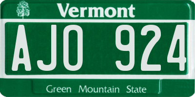 VT license plate AJO924