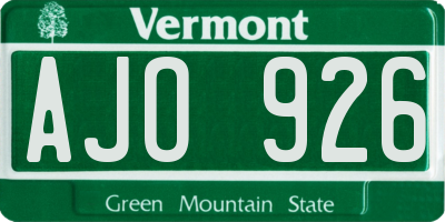 VT license plate AJO926