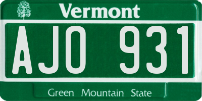 VT license plate AJO931