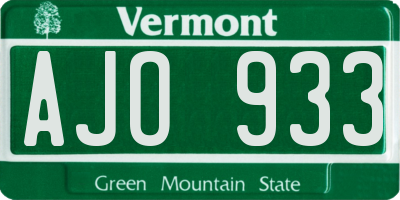 VT license plate AJO933