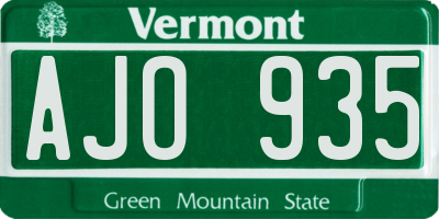 VT license plate AJO935