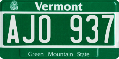 VT license plate AJO937