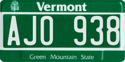 VT license plate AJO938