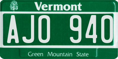 VT license plate AJO940
