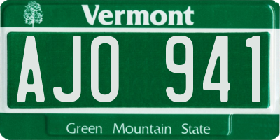 VT license plate AJO941