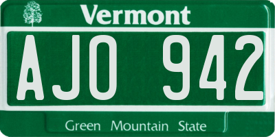 VT license plate AJO942