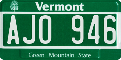 VT license plate AJO946
