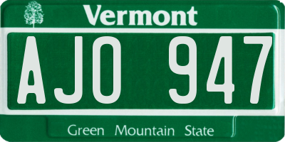 VT license plate AJO947