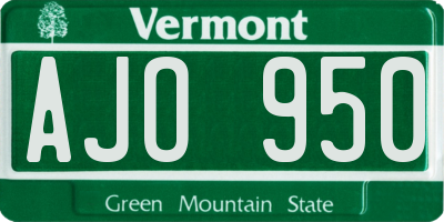 VT license plate AJO950