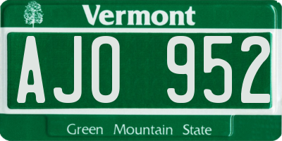 VT license plate AJO952
