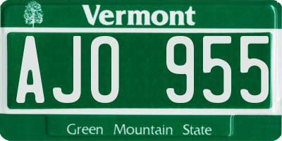 VT license plate AJO955
