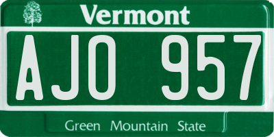 VT license plate AJO957