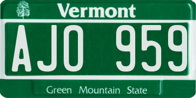 VT license plate AJO959