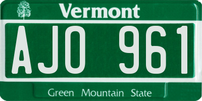 VT license plate AJO961