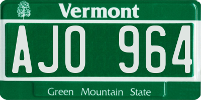 VT license plate AJO964