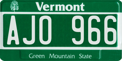 VT license plate AJO966