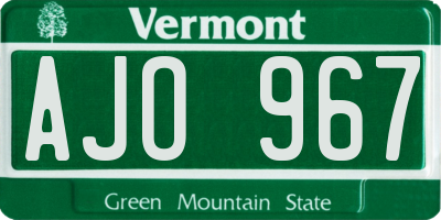 VT license plate AJO967