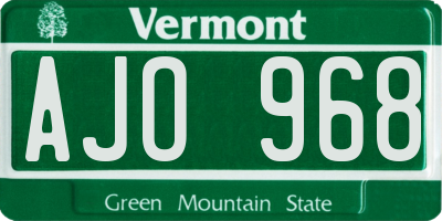 VT license plate AJO968