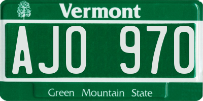 VT license plate AJO970