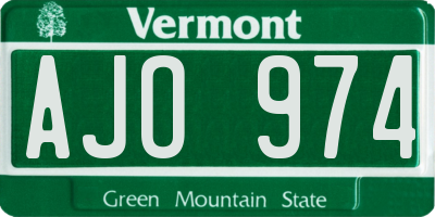 VT license plate AJO974
