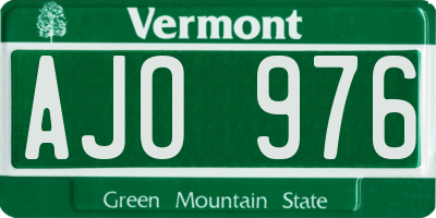 VT license plate AJO976