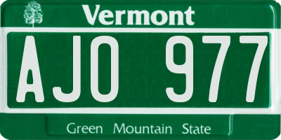 VT license plate AJO977