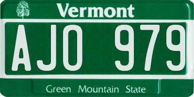 VT license plate AJO979
