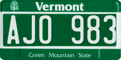 VT license plate AJO983