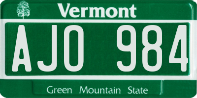 VT license plate AJO984