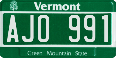 VT license plate AJO991