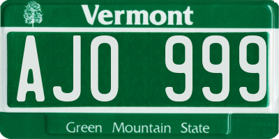 VT license plate AJO999